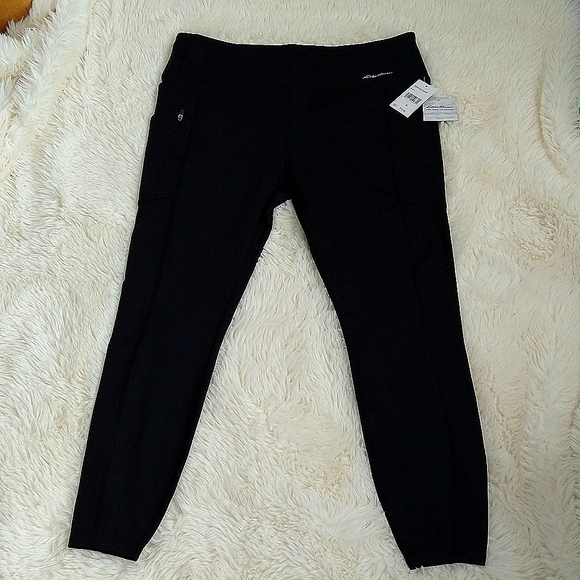 💎Eddie Bauer Cropped Athletic Black Pants XL 💎 - Picture 1 of 11